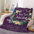 I Love You Mom Floral Print Flannel Blanket